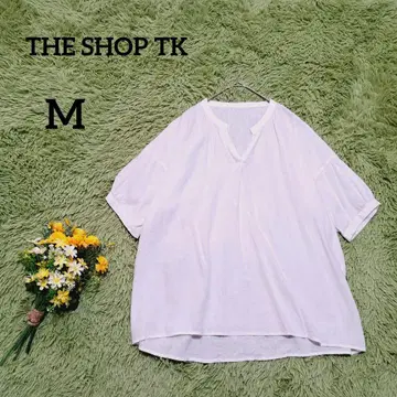 [더 샵 티케이] 블라우스 M 화이트 마 혼방 얇은 냉감 소재