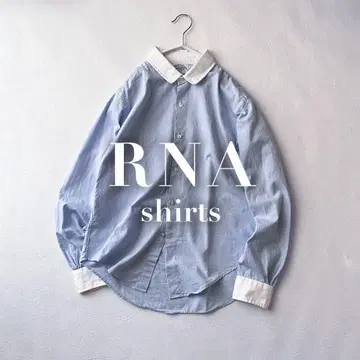 RNA 아루엔에 셔츠 블라우스 코튼 면 화이트 블루 긴팔 M1