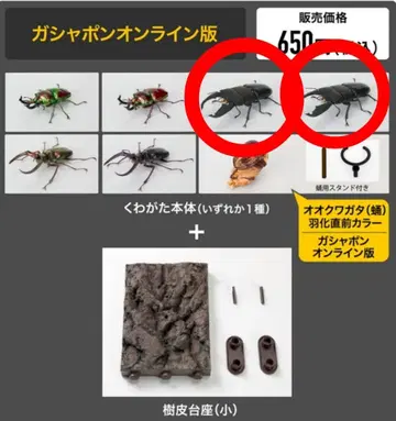생물대도감 장수풍뎅이 10 가샤폰 온라인 버전 나무껍질 받침대(소) 세트