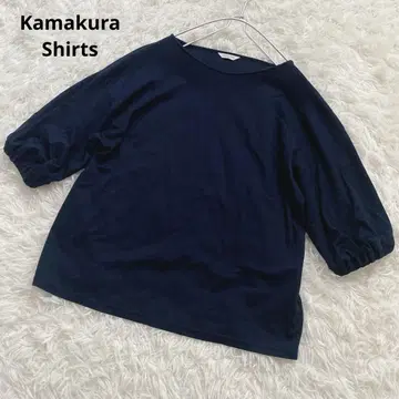 a117 Kamakura Shirts 가마쿠라 셔츠 네이비 반팔 블라우스