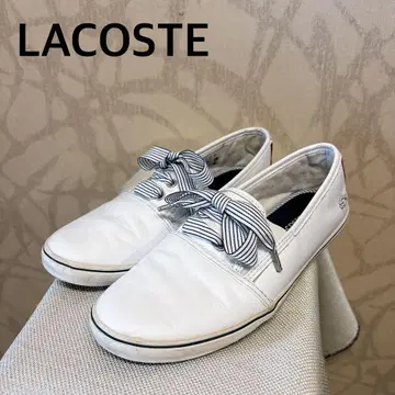 LACOSTE 라코스테 화이트 가죽 리본 포함 슬립온 화이트 와니 R