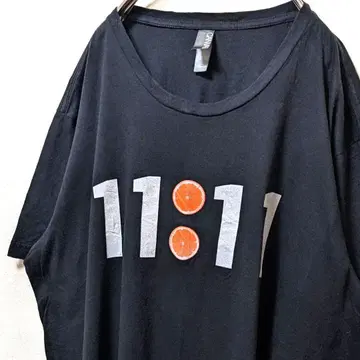 캔버스 11:11 로고 티셔츠 블랙 검정 2XL 구제 의류