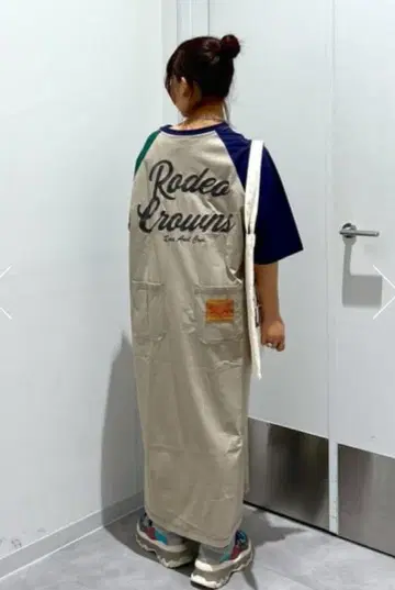 로데오 크라운 래글런 컬러 스티치 원피스 롱 원피스