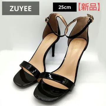 ZUYEE 블랙 에나멜 스트랩 힐 샌들