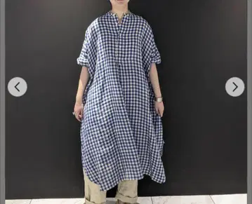 45R 인도 거즈 린넨 빅 셔츠 드레스