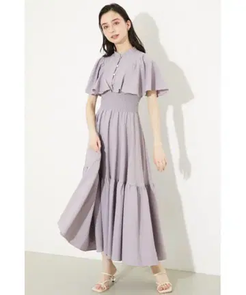 rienda 리엔다 플레어 슬리브 페인트 플라워 원피스 라벤더 보라색