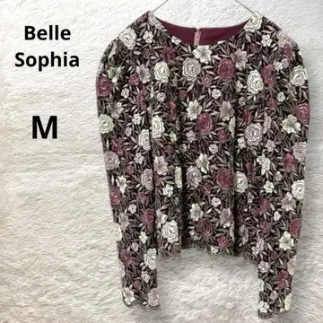 Belle Sophia 꽃무늬 긴팔 자수 블라우스 M 엘레강스 멀티 컬러