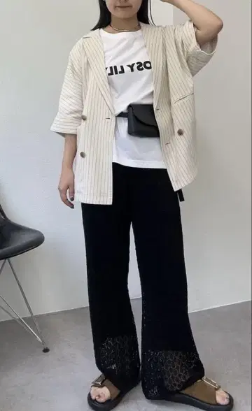 차오패닉 티피 신상 린넨 혼방 테일러드 반팔 자켓 택 포함 새상품