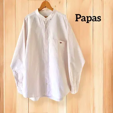 Papas 밴드 카라 옥스퍼드 셔츠 왕관 자수 L 페일 핑크