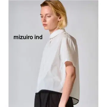 새상품 mizuiro ind 라운드 칼라 바이컬러 헴라인 셔츠 화이트