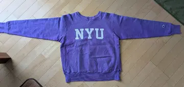 USA 챔피온 리버스 위브 NYU 프린트 사이즈 L 퍼플