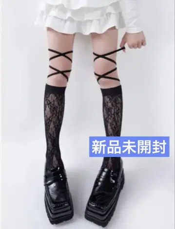 미사용 새상품 Darich 다리치 레이스 하이삭스 블랙