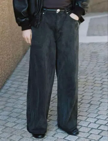 LIDNM CRACK WASHED BAGGY DENIM PANTS M