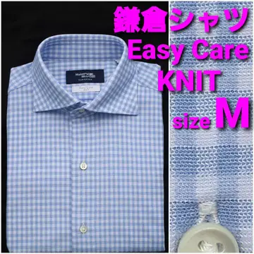 가마쿠라 셔츠 EasyCareKNIT 니트 셔츠 sizeM 깅엄 체크