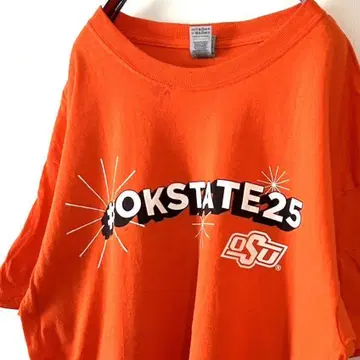 길단 #OKSTATE 25 OSU 티셔츠 L 오렌지 구제 의류