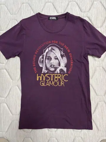 새상품급 HYSTERIC GLAMOUR 퍼플 티셔츠 헤드폰 걸