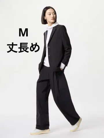 유니클로 울트라 스트레치 액티브 와이드 팬츠 긴 길이 M 블랙