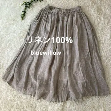 blue willow 블루 윌로우 린넨 100% 롱 스커트 그레이