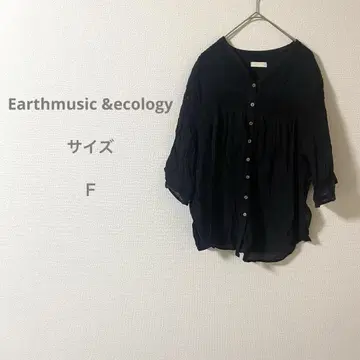 어스 뮤직 앤 이콜로지 블랙 5부 소매 레이스 블라우스 프리 사이즈