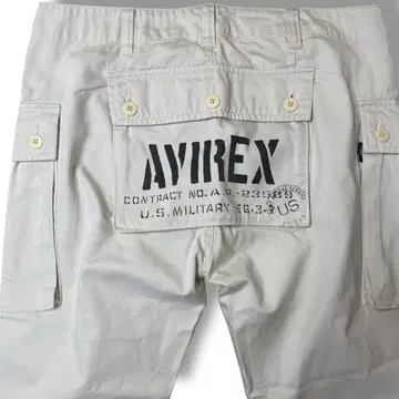 AVIREX XL 카고 팬츠 화이트 베이지 백 포켓