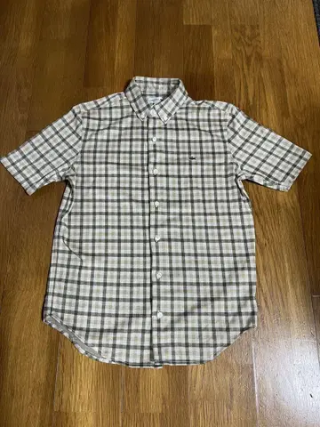 LACOSTE 반팔 셔츠 M 베이지 브라운 계열 체크