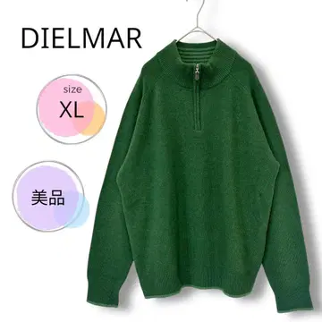 이탈리아제 새상품급 DIELMAR 하프 지퍼 니트 XL 그린 캐시미어 울