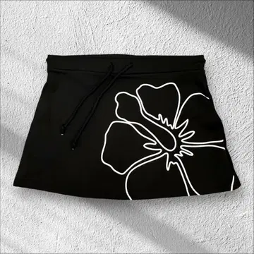 알바 로사 미니 스커트 하이 비스커스 허리 끈 블랙 화이트