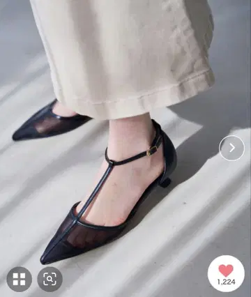 르탈론 T 스트랩 시어 펌프스 24cm 블랙