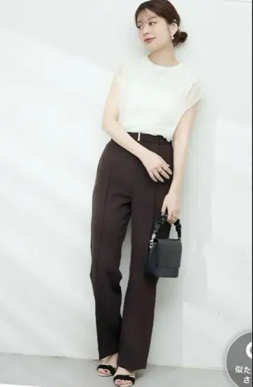 하이 웨스트 미 플레어 팬츠 내추럴 꾸뛰르 브라운 M 팬츠 수트 셋업
