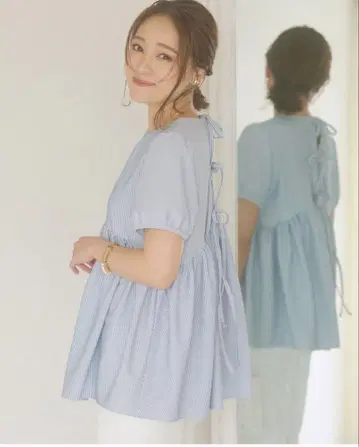 스트라이프 반팔 튜닉