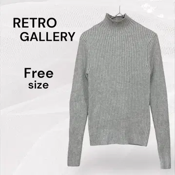 RETROGALLERY 새상품 하이넥 니트 그레이지 티셔츠 리브