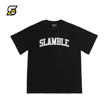 새상품 SLAMBLE 블랙 로고 티셔츠