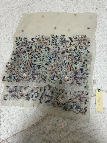 인도산 자수 스톨 실크 100%