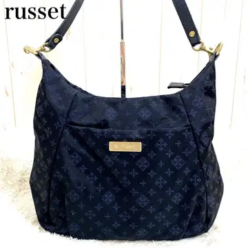 russet 러셋 숄더백 사선 가케 나일론 네이비 올 패턴