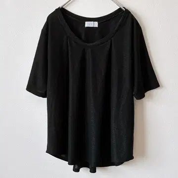 KBF 반팔 탑 블랙 약간의 비침 느긋한 실루엣 봄/여름
