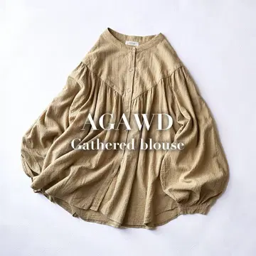 AGAWD 아가우드 블라우스 셔츠 코튼 긴팔 개더 루즈핏 H3