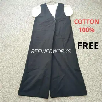 REFINEDWORKS 블랙 V넥 살로펫 올인원 코튼