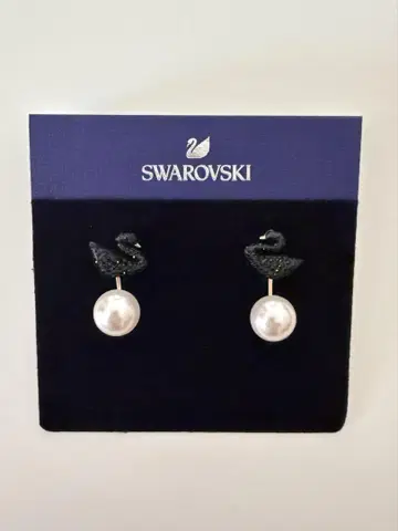 SWAROVSKI 스와로브스키 스완 귀걸이 자켓 블랙