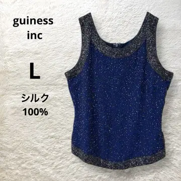 guiness inc 실크 100% 탱크탑 슬리브리스 비즈 L
