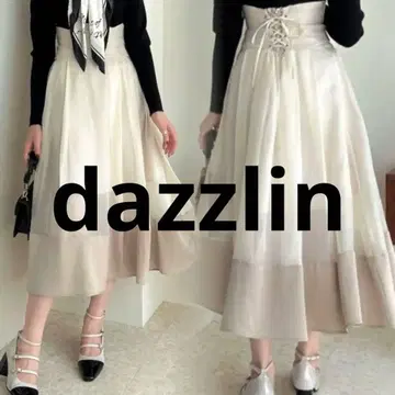 dazzlin 시어 글로시 레이스업 스커트