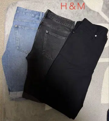 묶음 판매 ] H&M 남성용 데님 숏팬츠 블랙 외 3세트