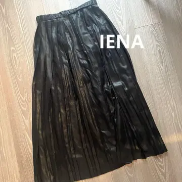IENA 블랙 새틴 플리츠 스커트 36