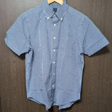 빔즈 반팔 버튼 다운 셔츠 깅엄 체크 블루 XL