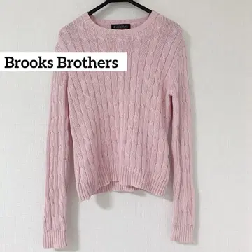 Brooks Brothers 크루넥 긴팔 케이블 니트 핑크