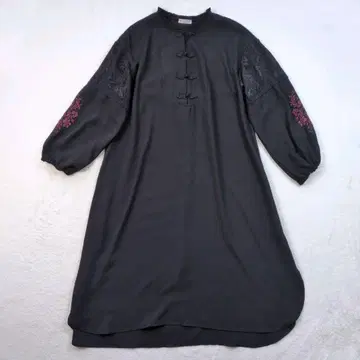 axes femme 긴팔 차이나 원피스 레이스 자수 블랙 M