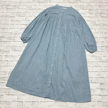 [ 어반 리서치 소니 레이블 ] 밴드 칼라 롱 셔츠 원피스 스카이블루 F