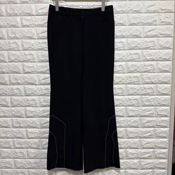 블랙 플레어 슬랙스 화이트 스티치