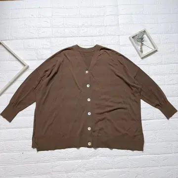 MICA & DEAL 와이드 긴팔 가디건 브라운 코튼 F 사이즈