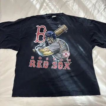 레어 90s LIQUID BLUE RED SOX 티셔츠 프린트 블랙
