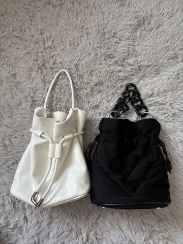 ZARA 화이트 블랙 버킷 백 2세트